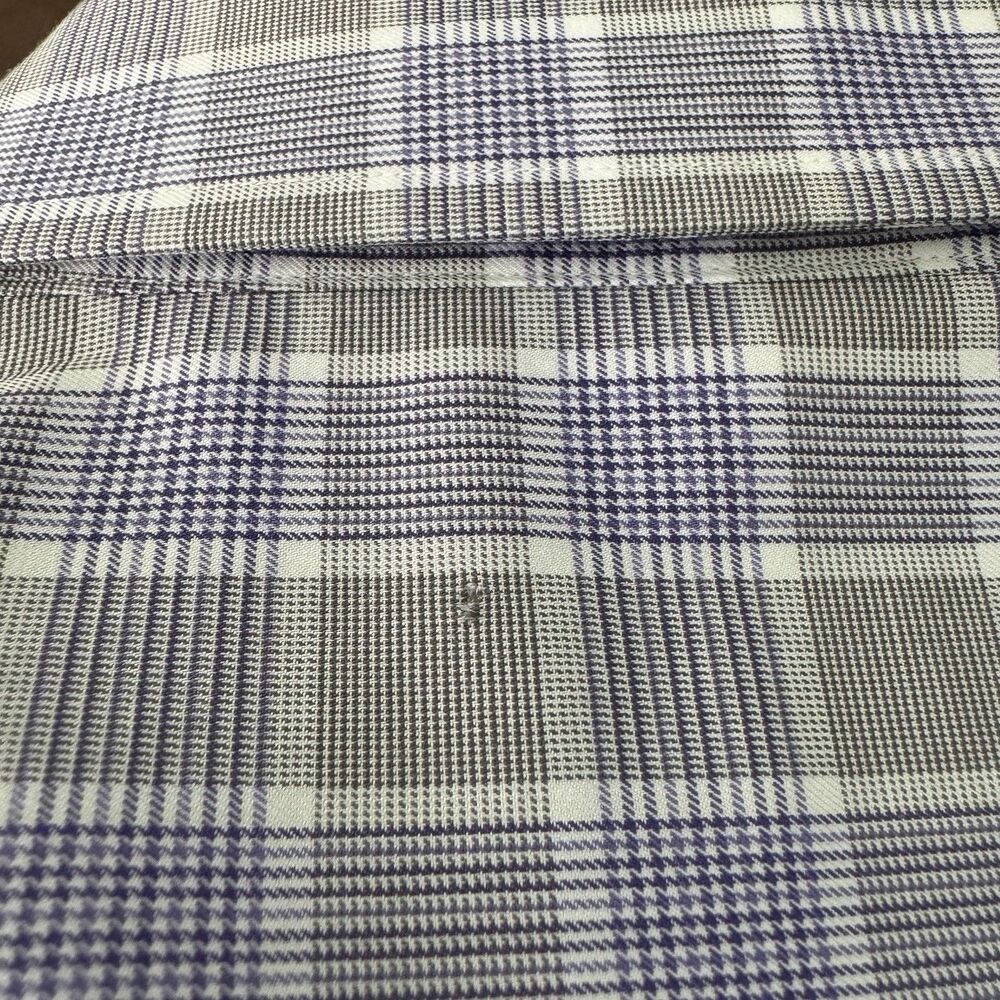 David Donahue Dress Shirt Mens Medium Purple Plaid Check Cotton Classic Fit - Picture 9 of 12